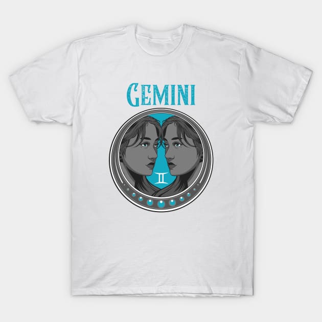 Gemini Zodiac Beautiful Female T-Shirt by Tip Top Tee's